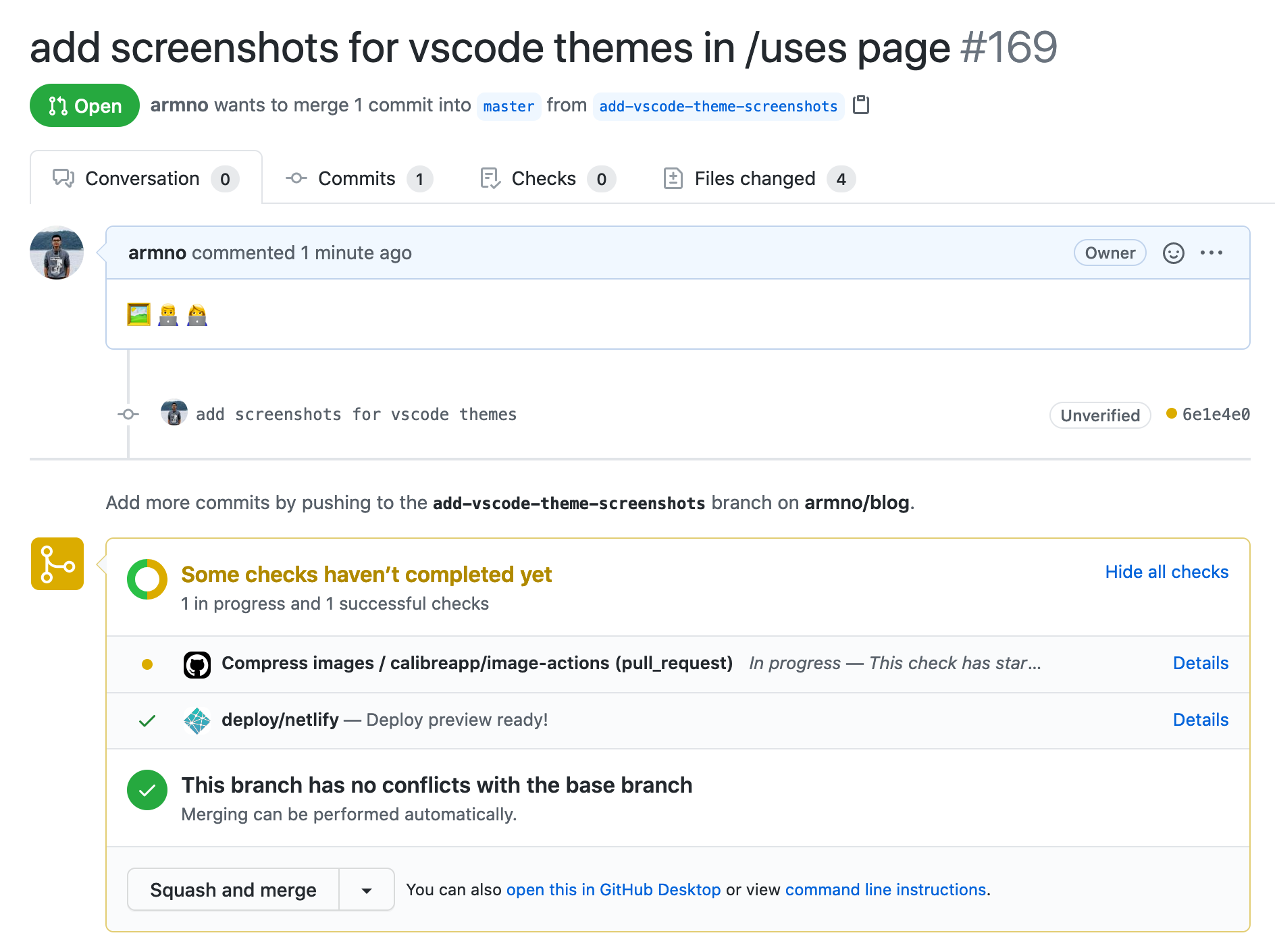 A new pull request is created