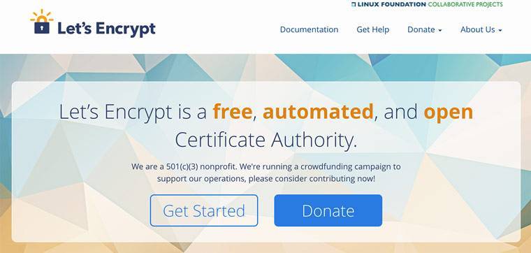 หน้า home page ของ letsencrypt