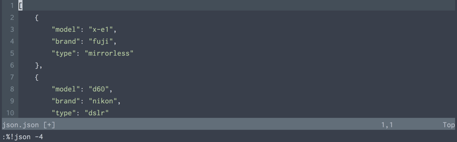 จัดโค้ด JSON ใน Vim
