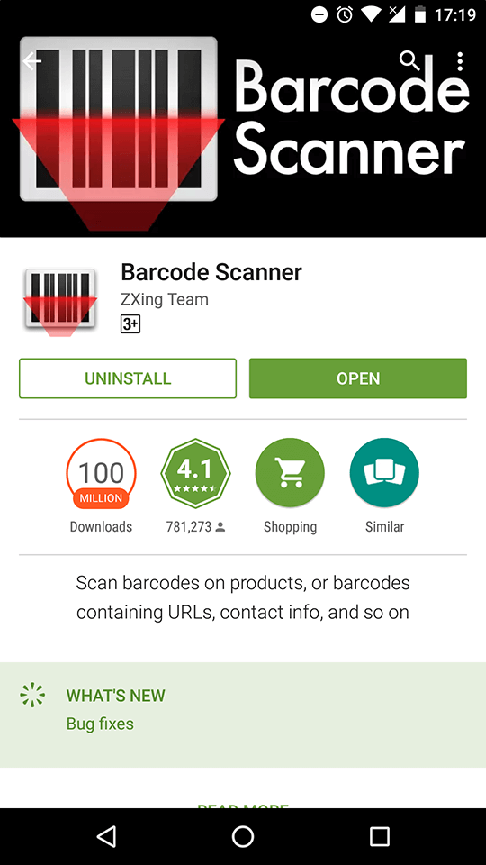 download app Barcode Scanner จาก Play Store