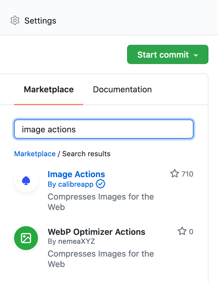 Search for Image Actions