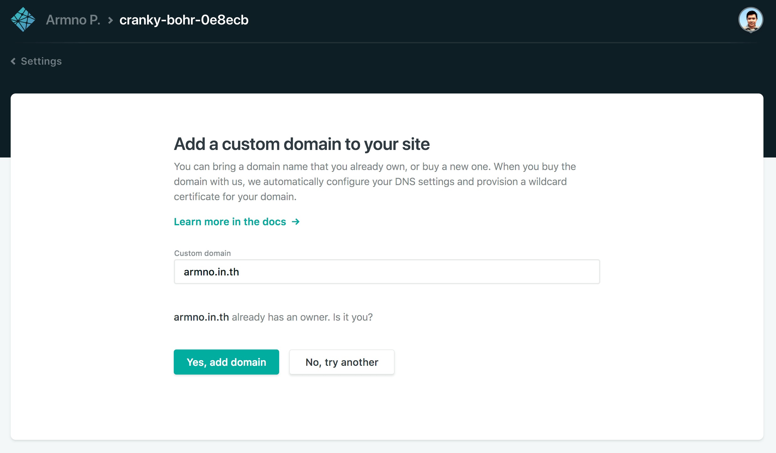 add custom domain บน Netlify