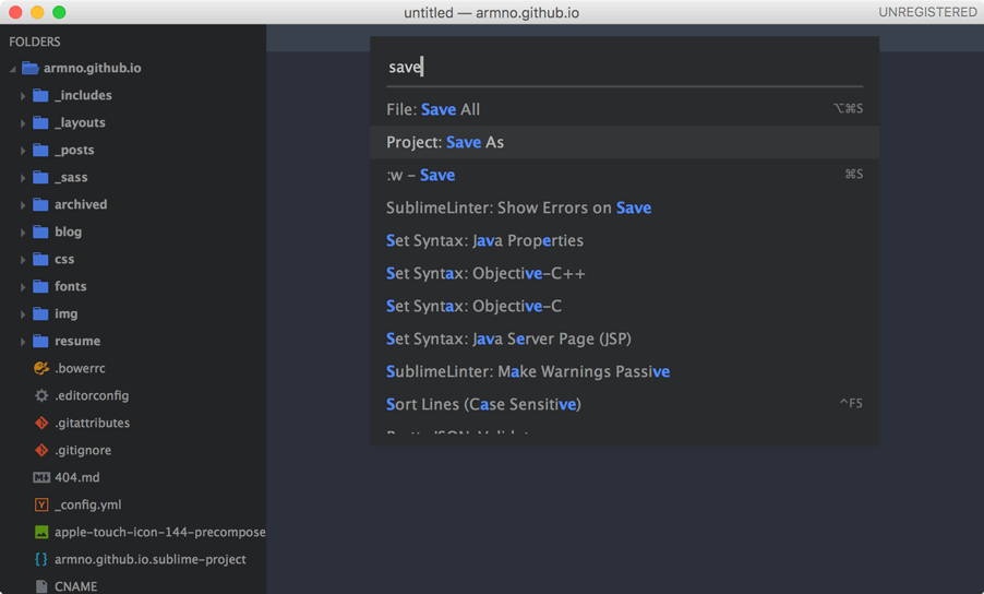 save project ใน sublime text