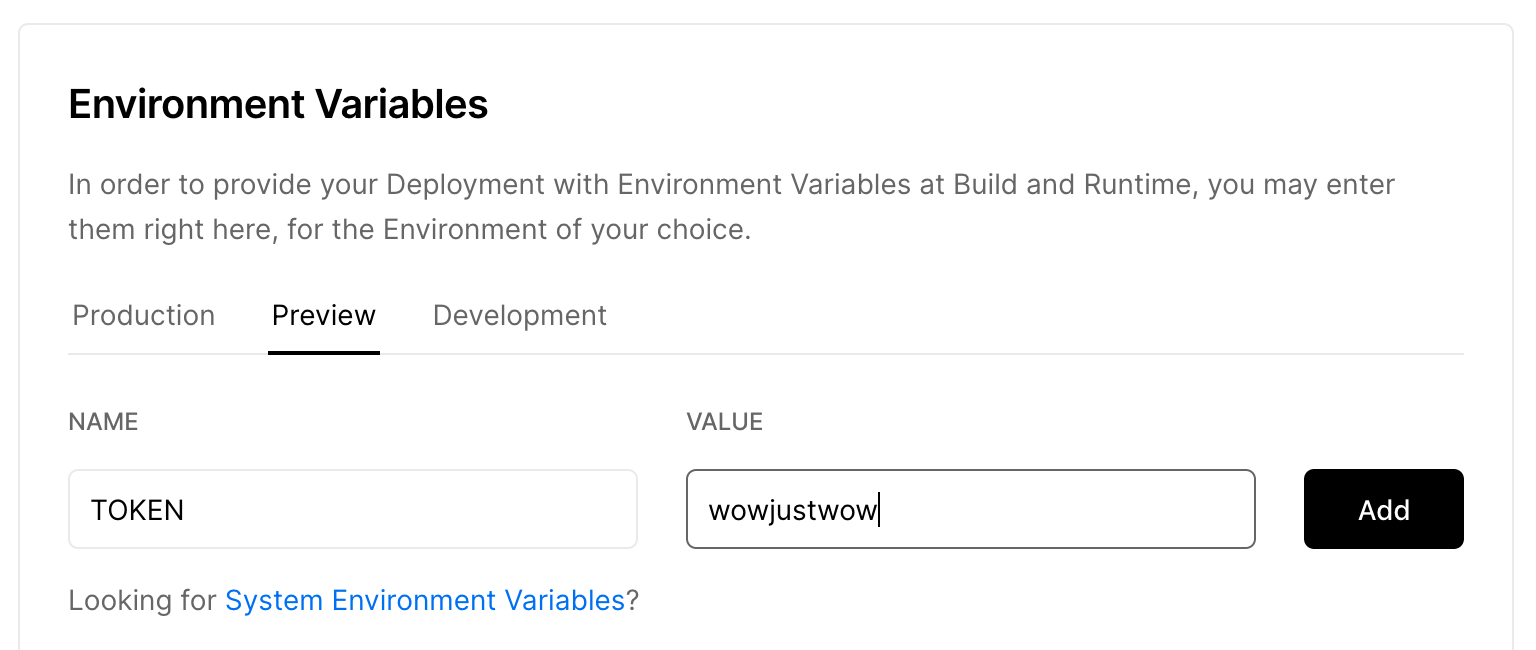 Environment variable in project settings
