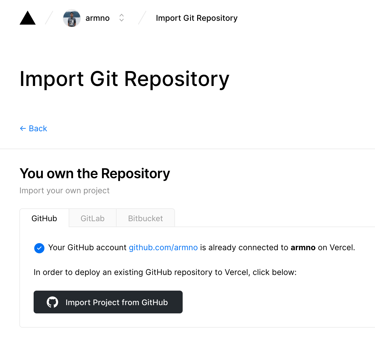 importing a project from github