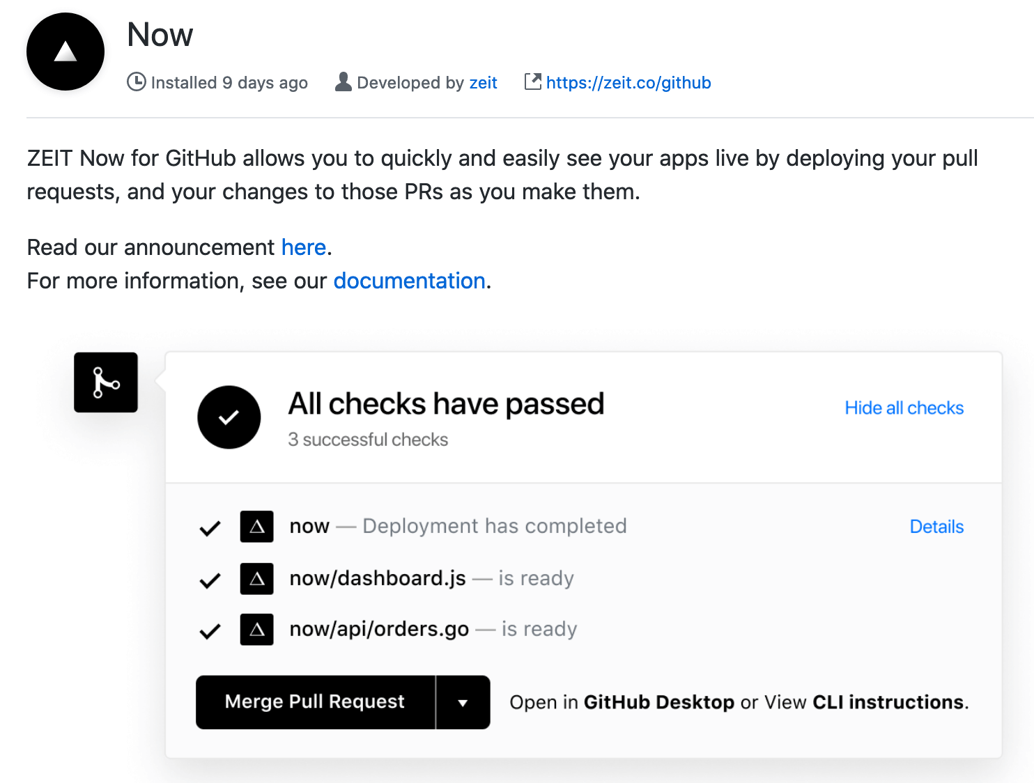 Now GitHub app