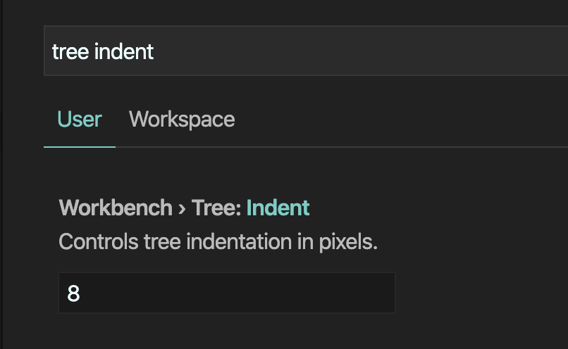 เปิด settings หาคำว่า tree indent